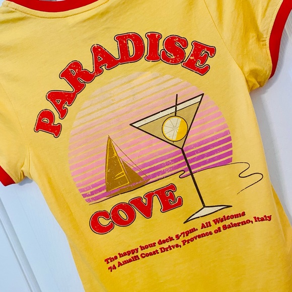 NWT Spell & the Gypsy Collective Mustard Paradise Cove Organic Shrunken Tee - Picture 9 of 13